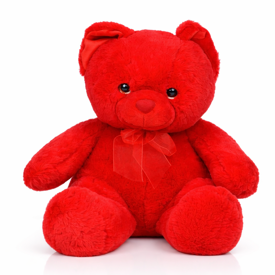 Scarlet Romance Teddy, Vibrant Red Bear with Satin Bow