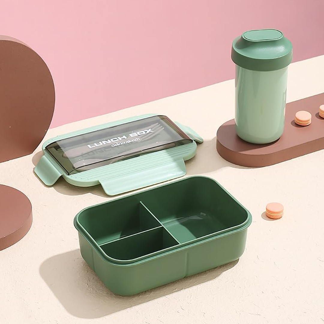 Colorful Bento Lunch Container with Water Bottle