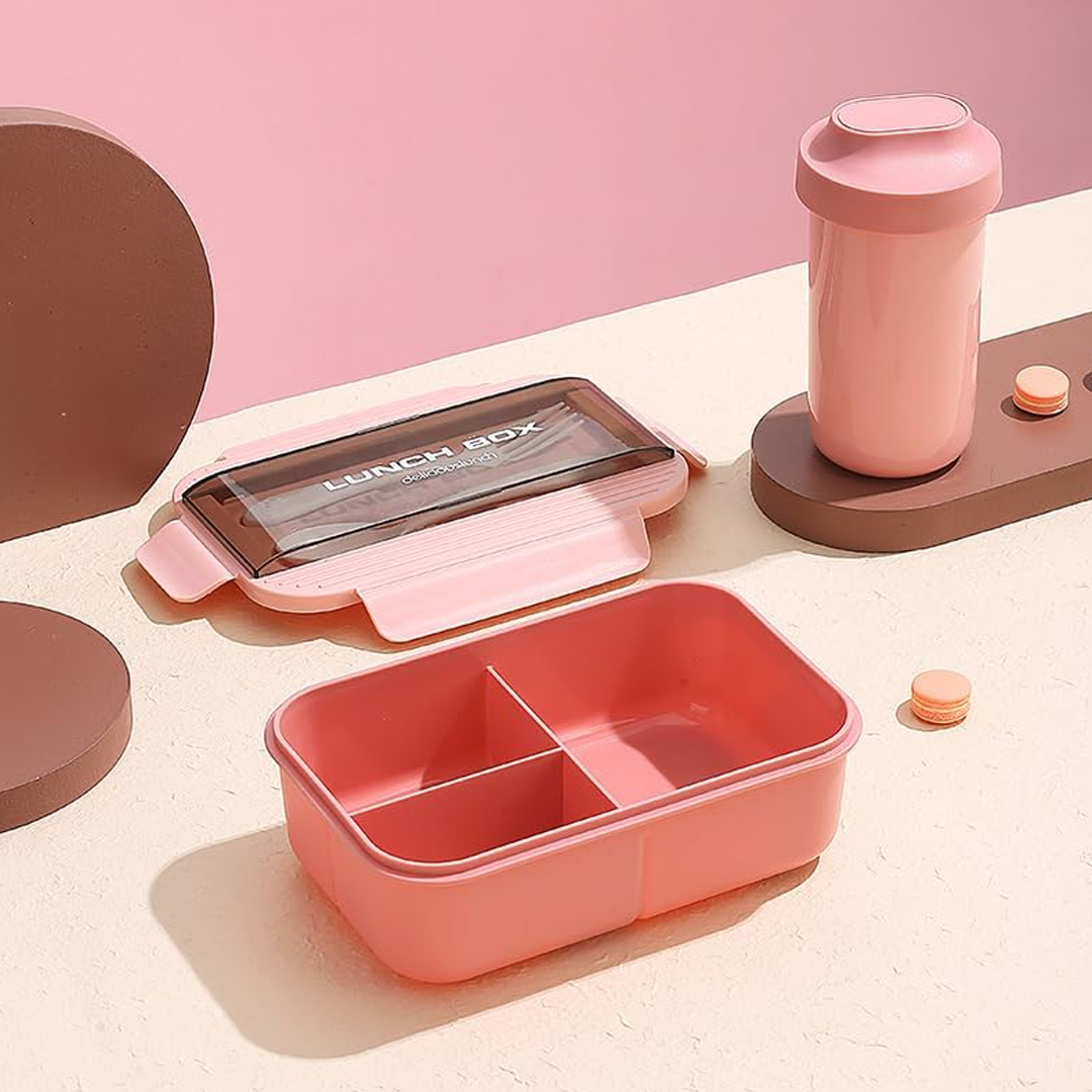 Colorful Bento Lunch Container with Water Bottle