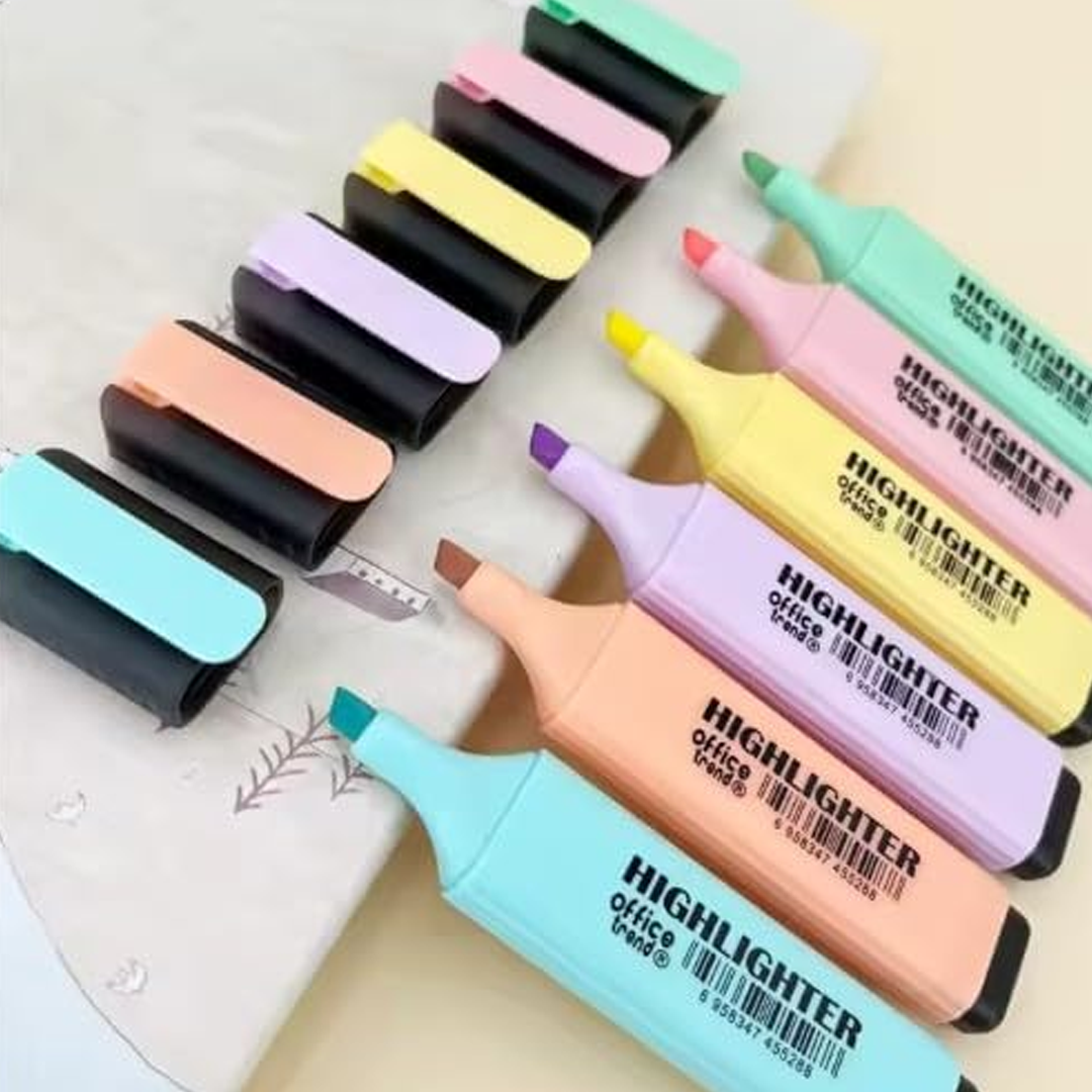 Assorted 6 Vibrant Color Highlighter Marker Set