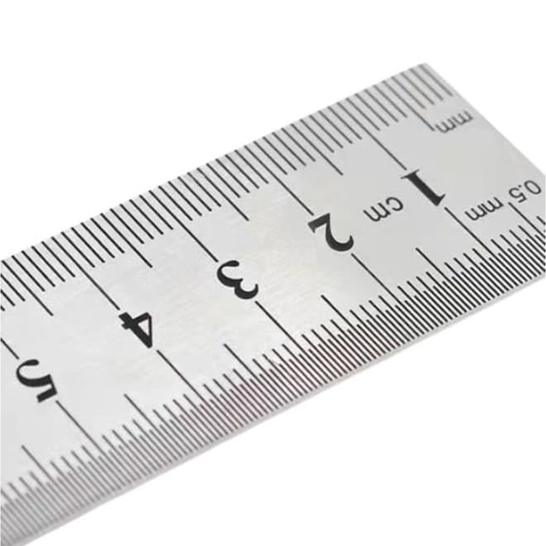 30cm Stainless Steel Ruler, Non-Slip Grip, Metric & Inch Double-Sided Scale