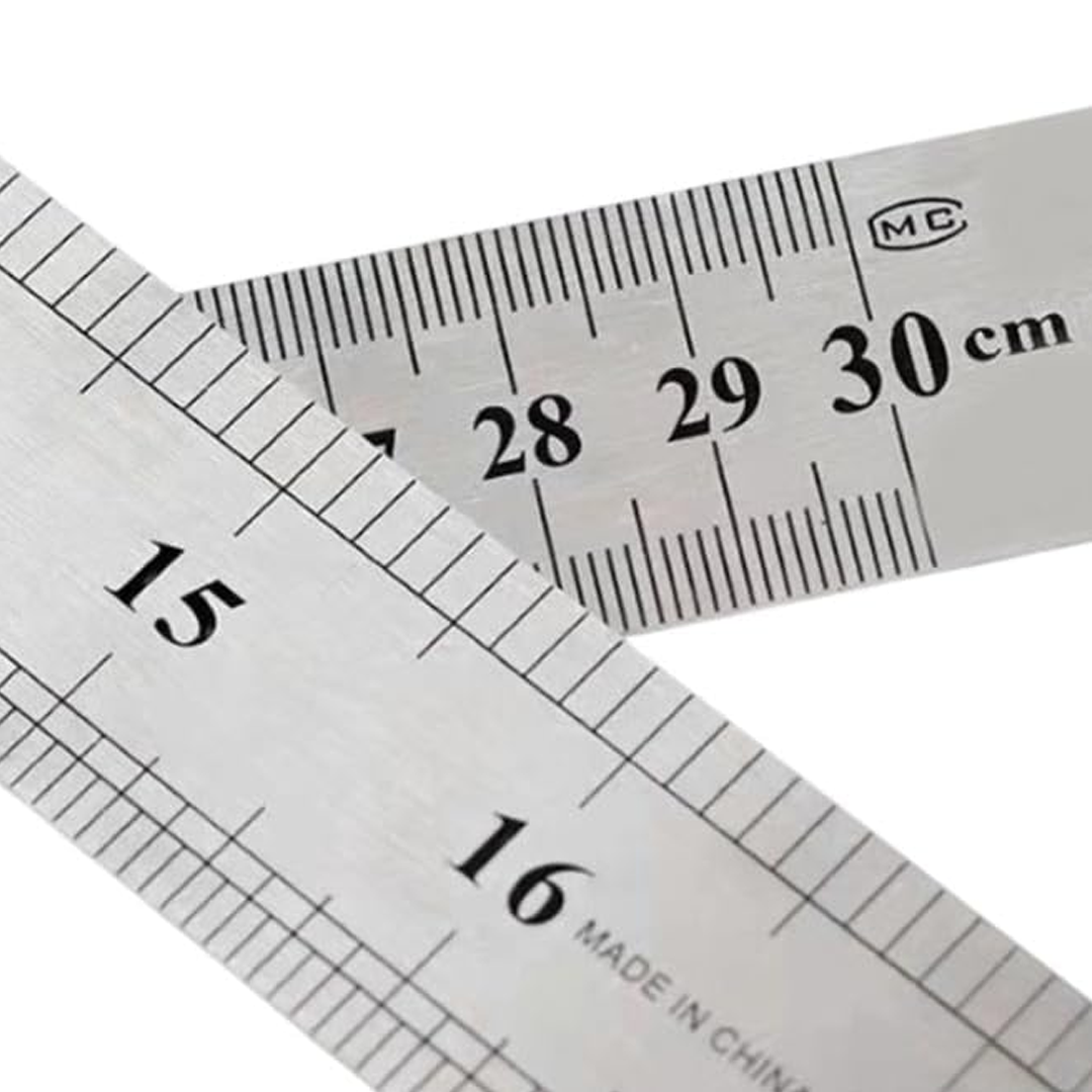 30cm Stainless Steel Ruler, Non-Slip Grip, Metric & Inch Double-Sided Scale