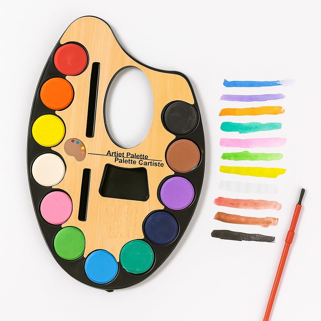 Paint Palette with Watercolors – 12 Assorted Color Set