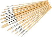 Premium Artist Paint Brush Set – 12pcs Round Natural Bristle Brushes