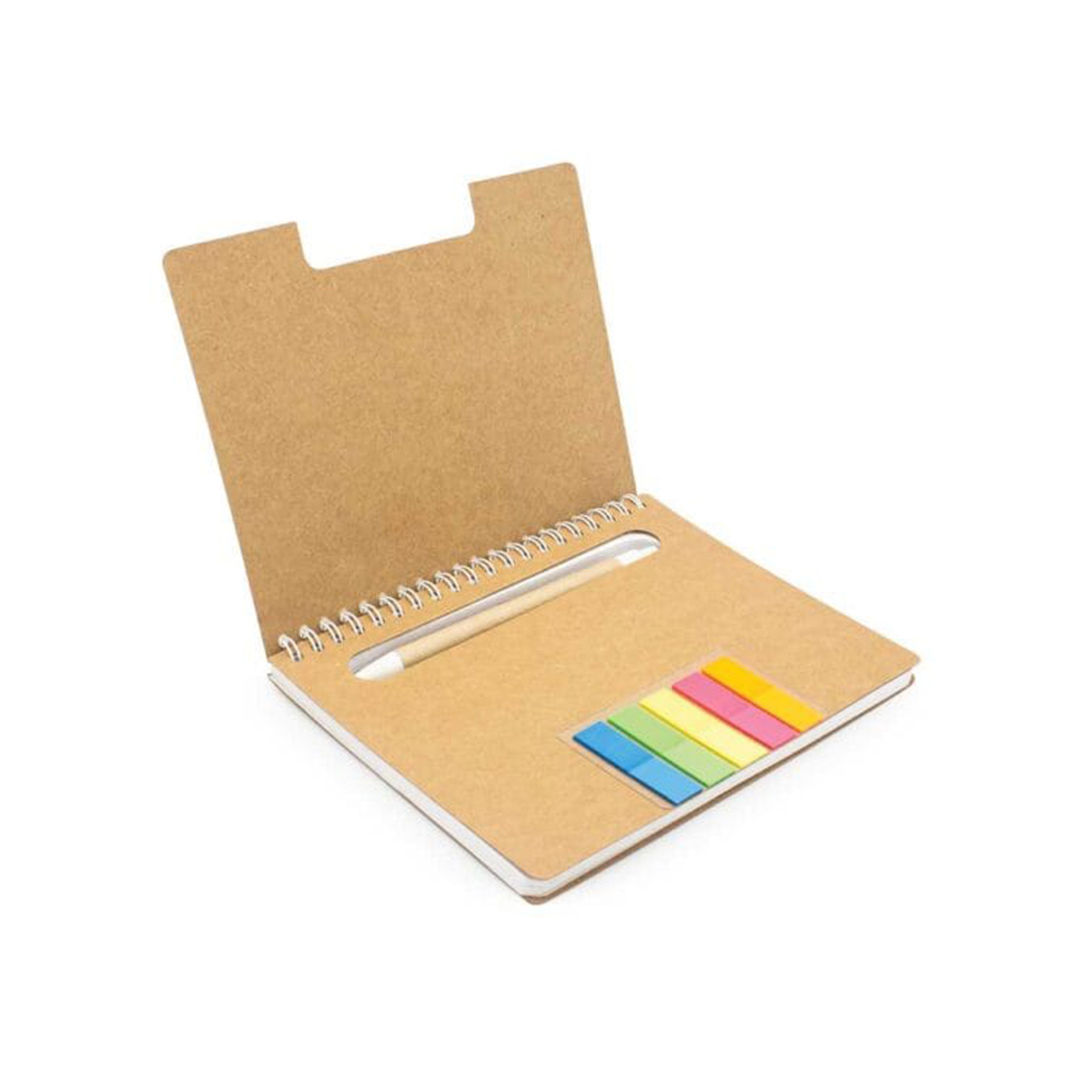 Spiral Notebook with Sticky Notebook and Pen