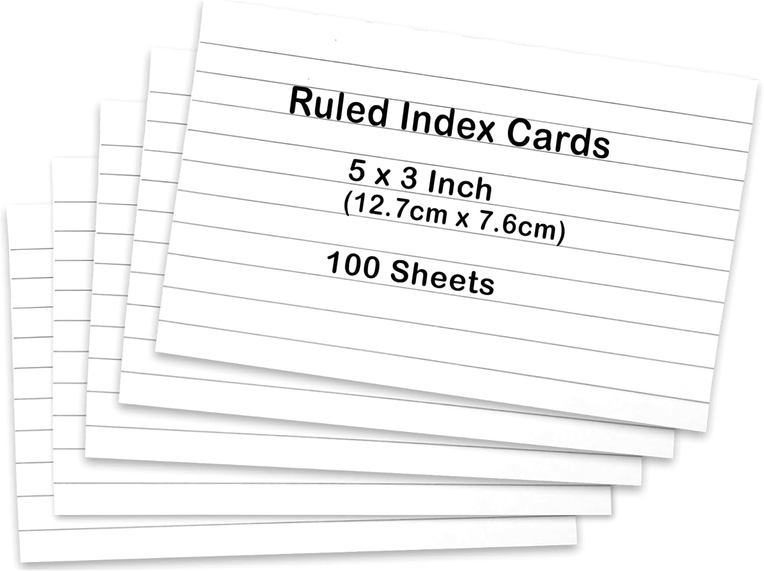 Ruled Index Cards 5x3 Inch, 100 Pack White