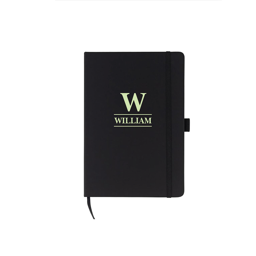 Personalised JURSI - Giftology A5 PU Notebook with Pen Loop - Black