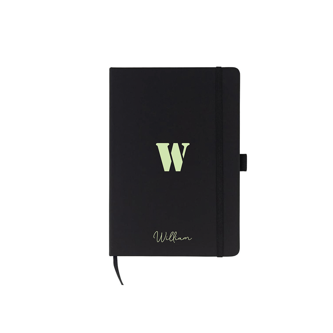 Personalised JURSI - Giftology A5 PU Notebook with Pen Loop - Black