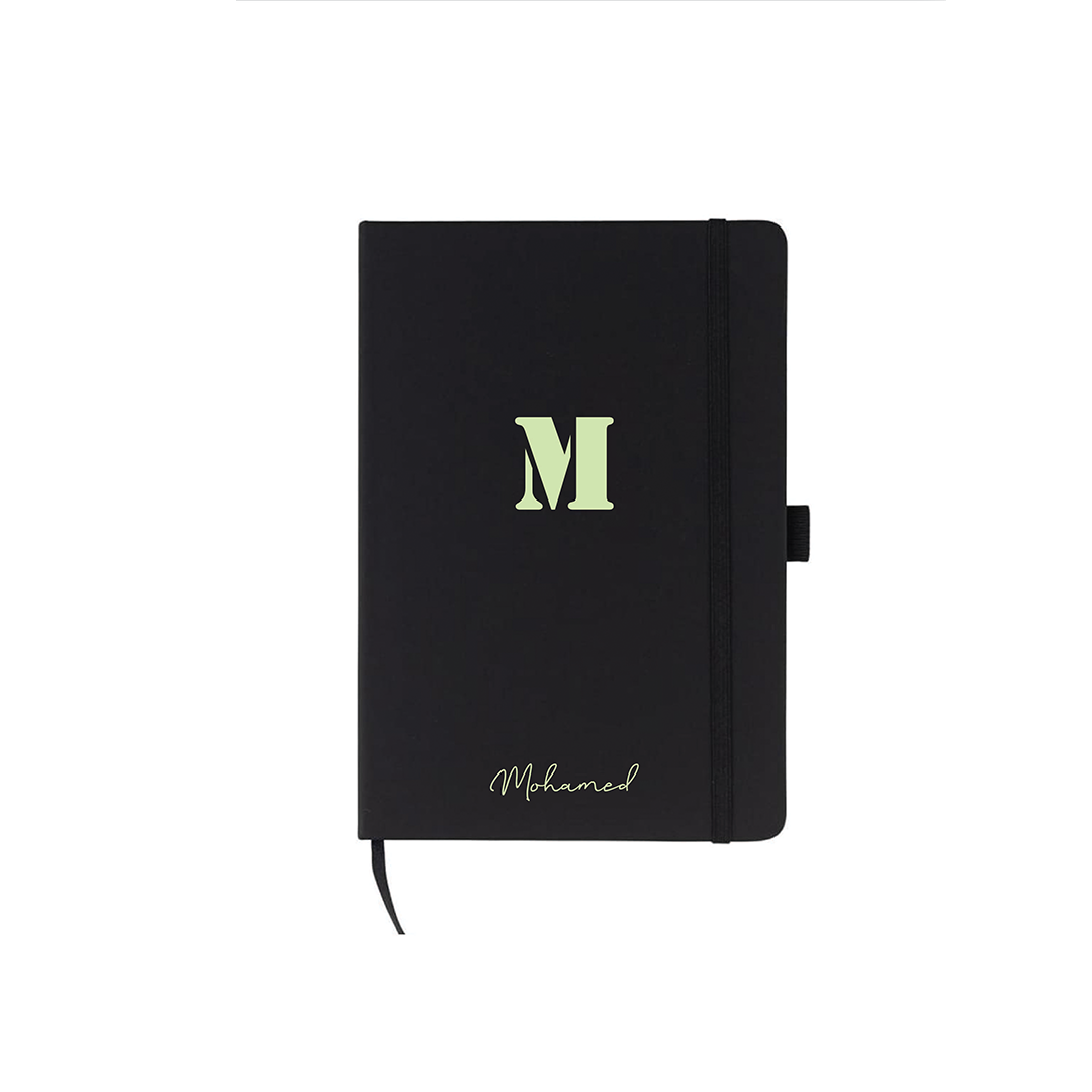 Personalised JURSI - Giftology A5 PU Notebook with Pen Loop - Black