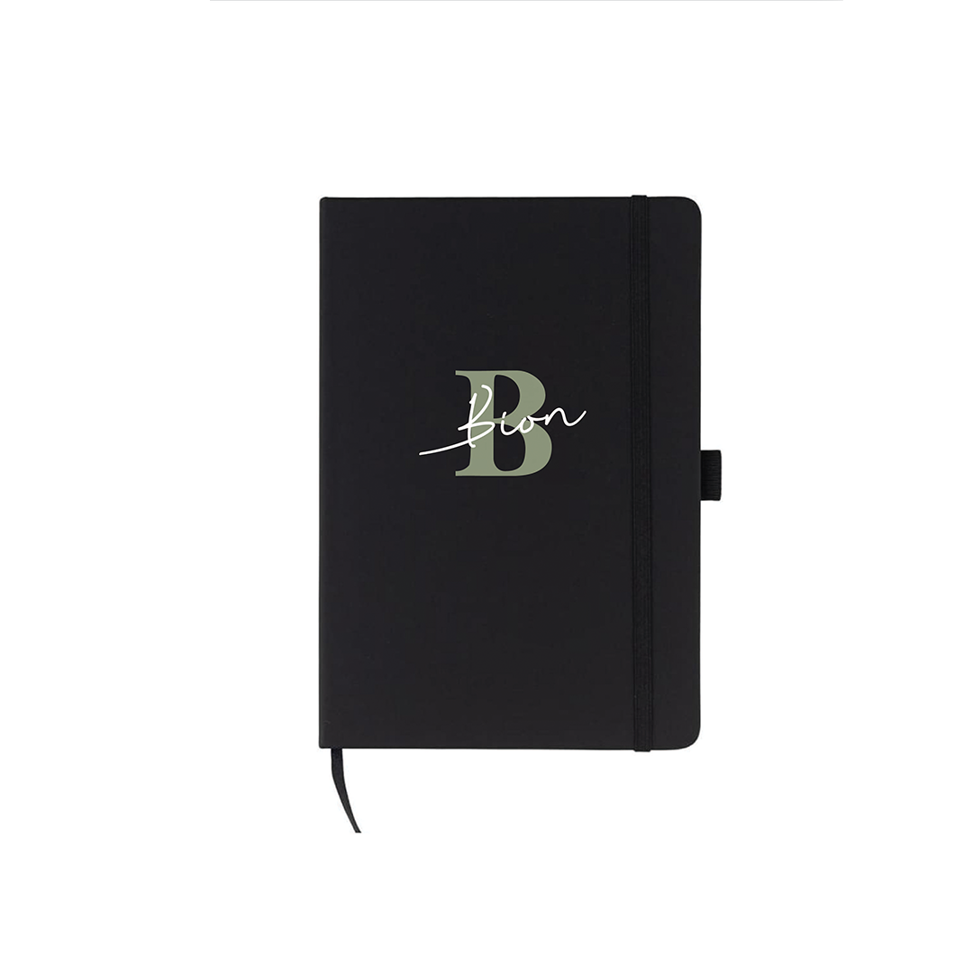Personalised JURSI - Giftology A5 PU Notebook with Pen Loop - Black