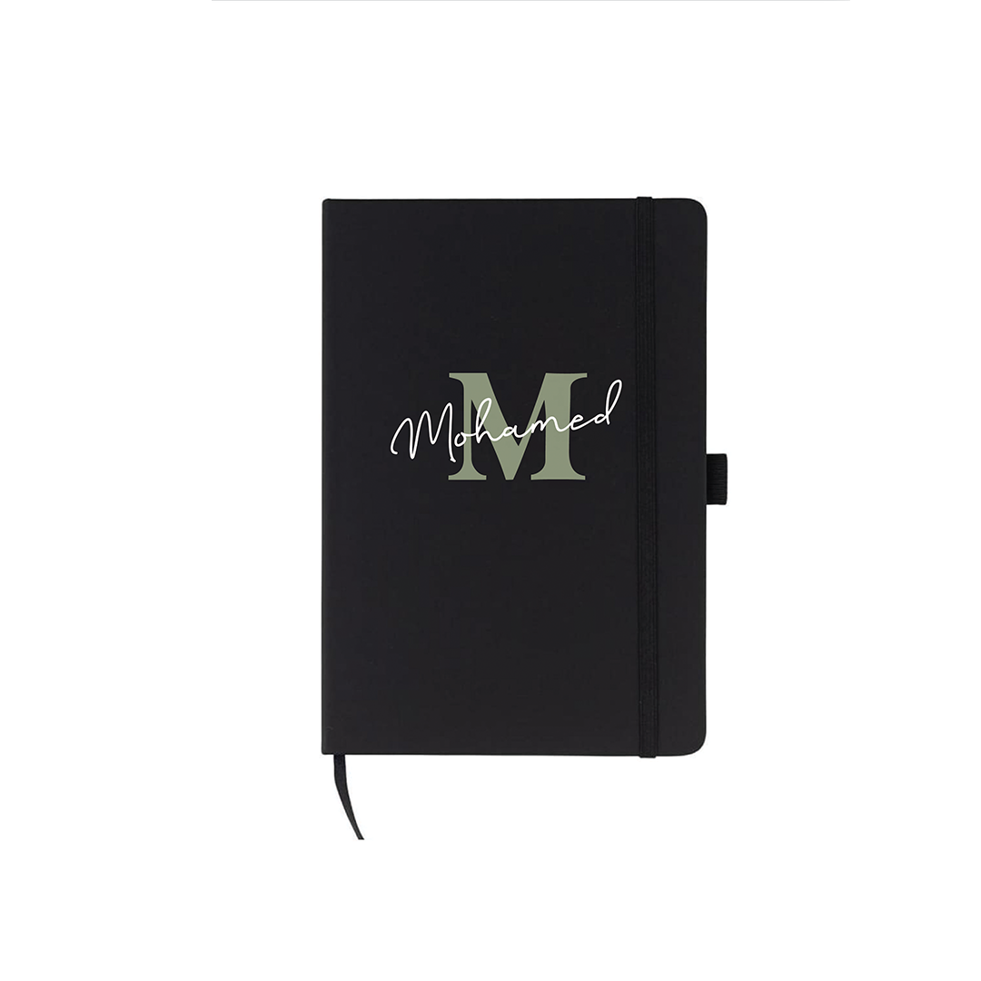 Personalised JURSI - Giftology A5 PU Notebook with Pen Loop - Black