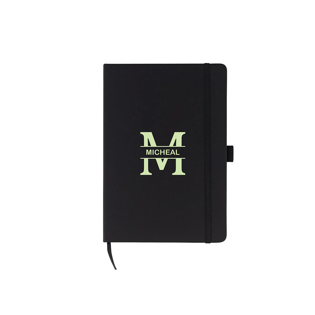 Personalised JURSI - Giftology A5 PU Notebook with Pen Loop - Black