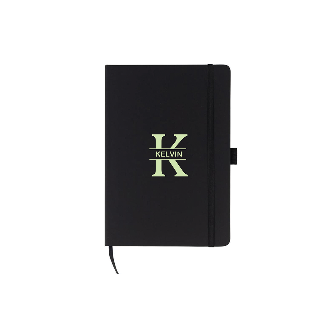 Personalised JURSI - Giftology A5 PU Notebook with Pen Loop - Black
