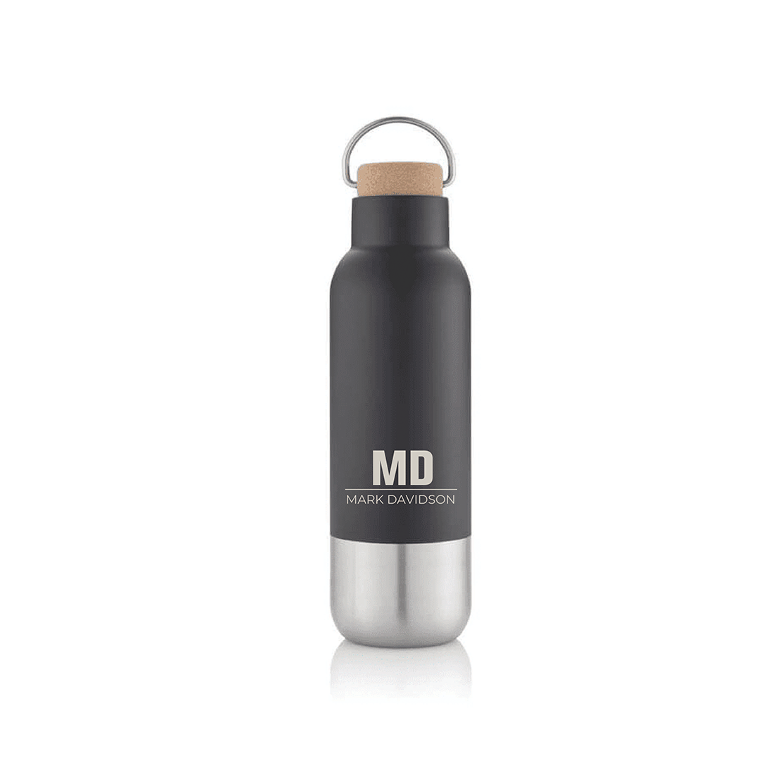 Personalised AVERSA - Hans Larsen RCS Recycled Stainless Steel Insulated Water Bottle - Black