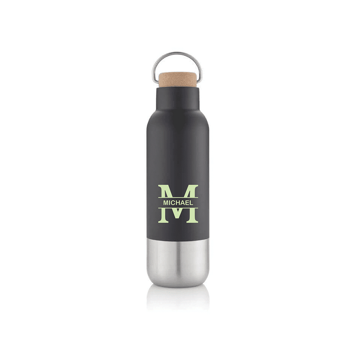 Personalised AVERSA - Hans Larsen RCS Recycled Stainless Steel Insulated Water Bottle - Black