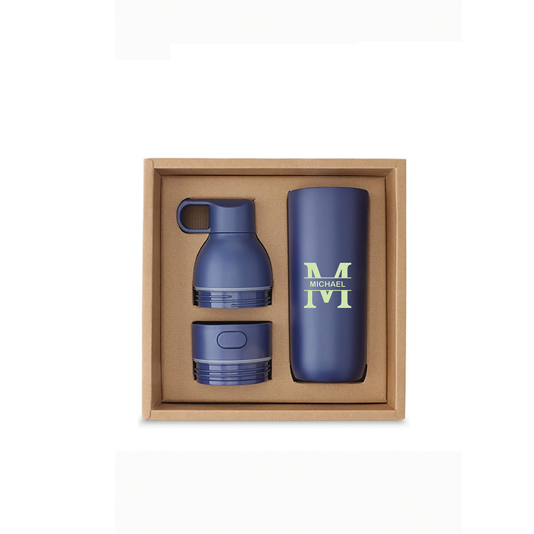 Personalised RUVO - CHANGE ZERO 2-in-1 Modular Hydration Gift Set - Navy Blue