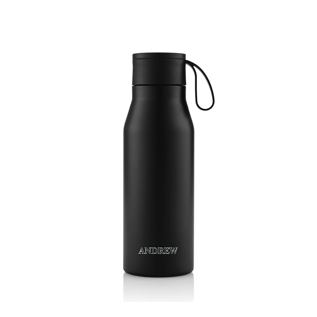 Personalised R-NEBRA - CHANGE Collection Recycled Stainless Steel Vacuum Bottle - Black