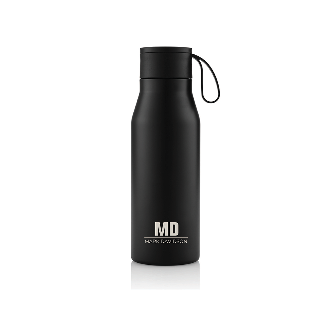 Personalised R-NEBRA - CHANGE Collection Recycled Stainless Steel Vacuum Bottle - Black
