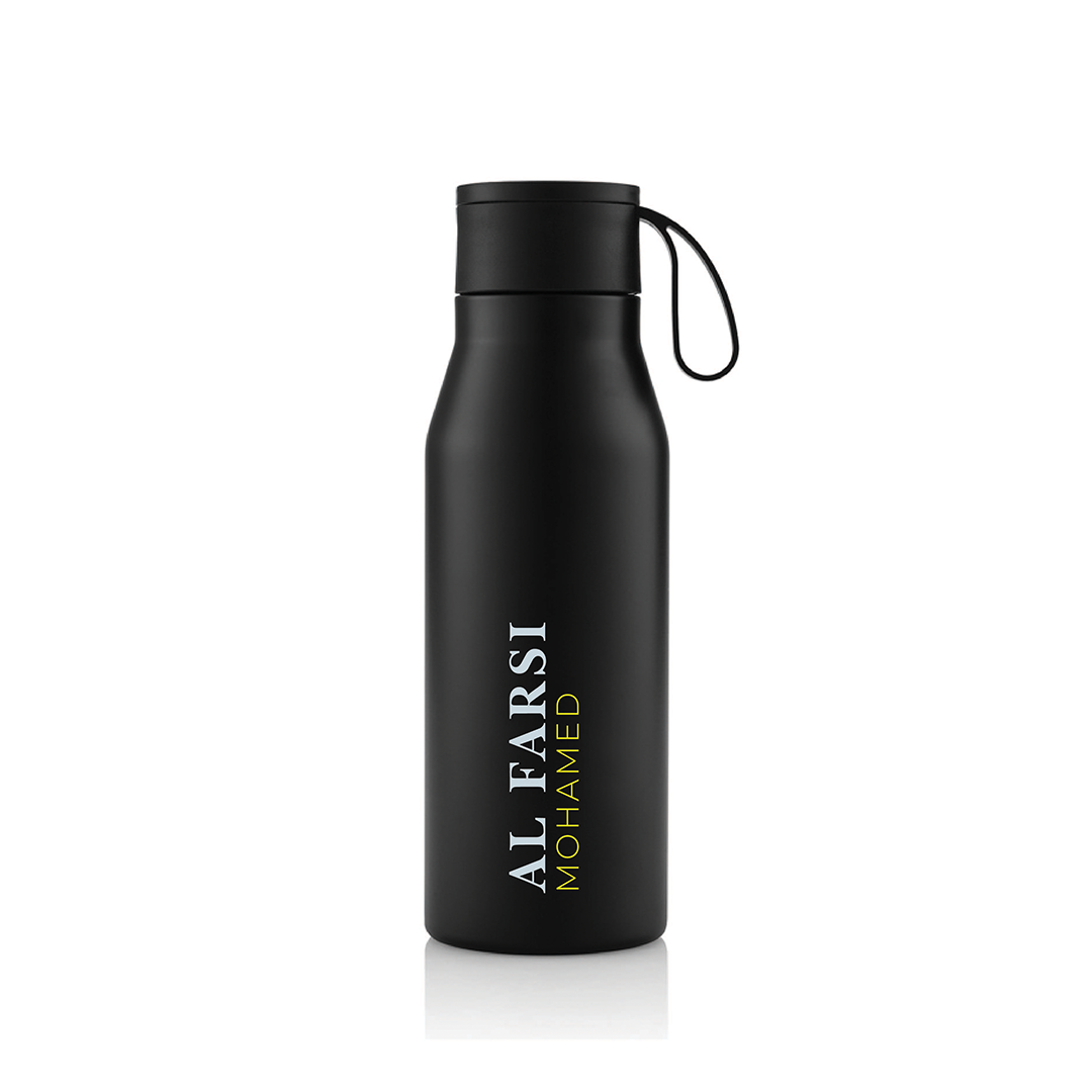 Personalised R-NEBRA - CHANGE Collection Recycled Stainless Steel Vacuum Bottle - Black