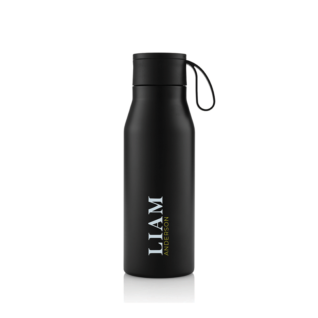 Personalised R-NEBRA - CHANGE Collection Recycled Stainless Steel Vacuum Bottle - Black