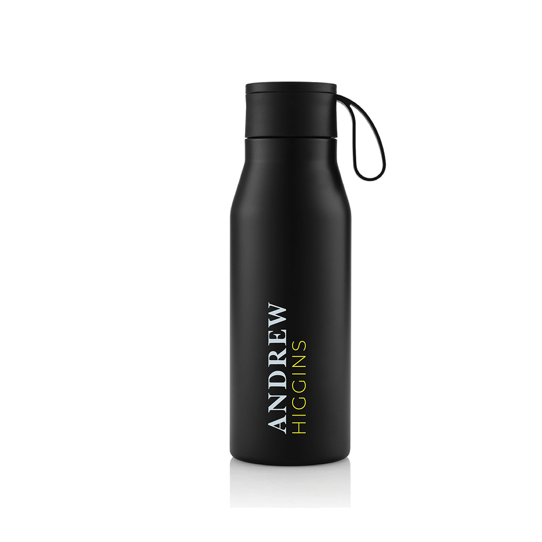 Personalised R-NEBRA - CHANGE Collection Recycled Stainless Steel Vacuum Bottle - Black