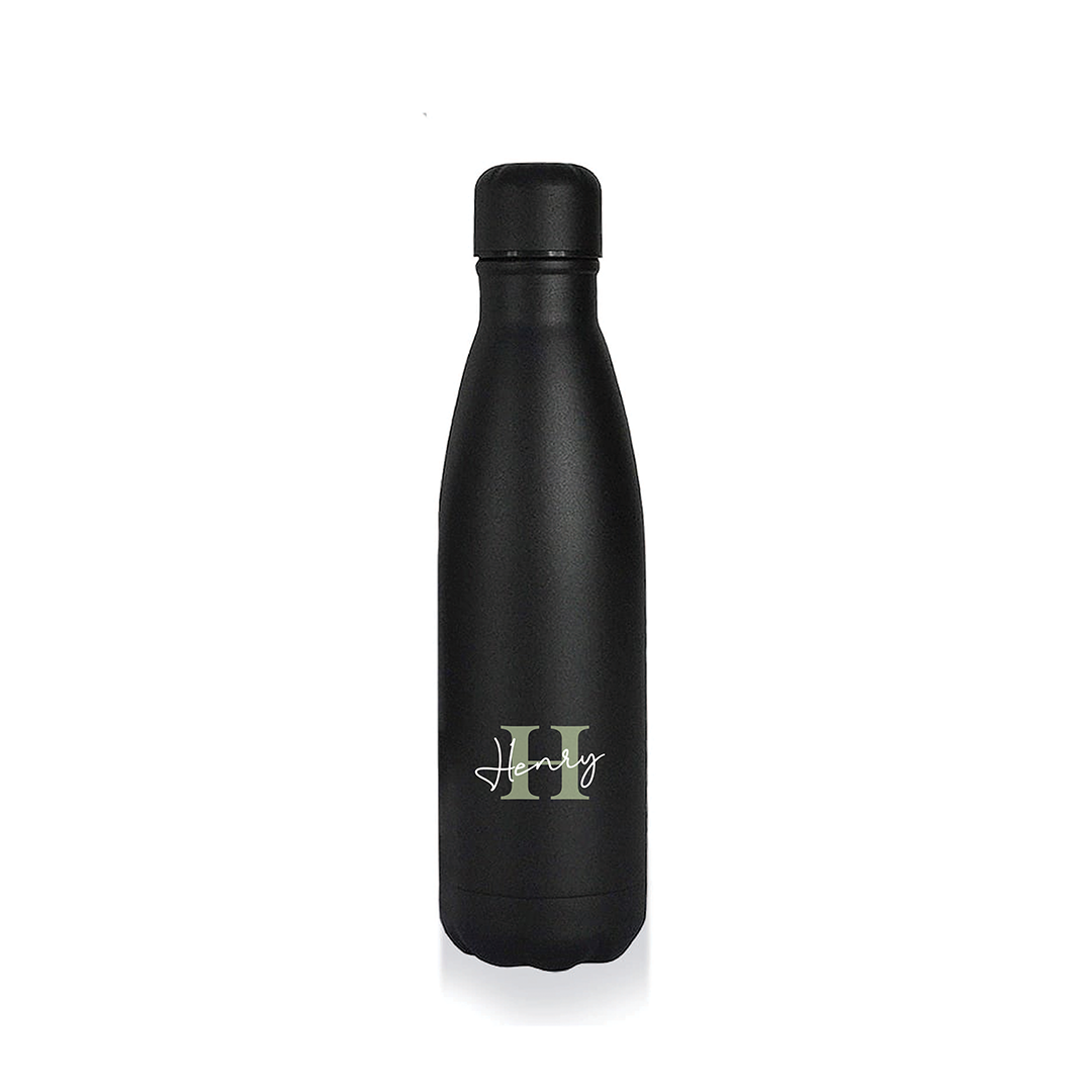 Personalised RONDA - Stone Touch Insulated Water Bottle - Black