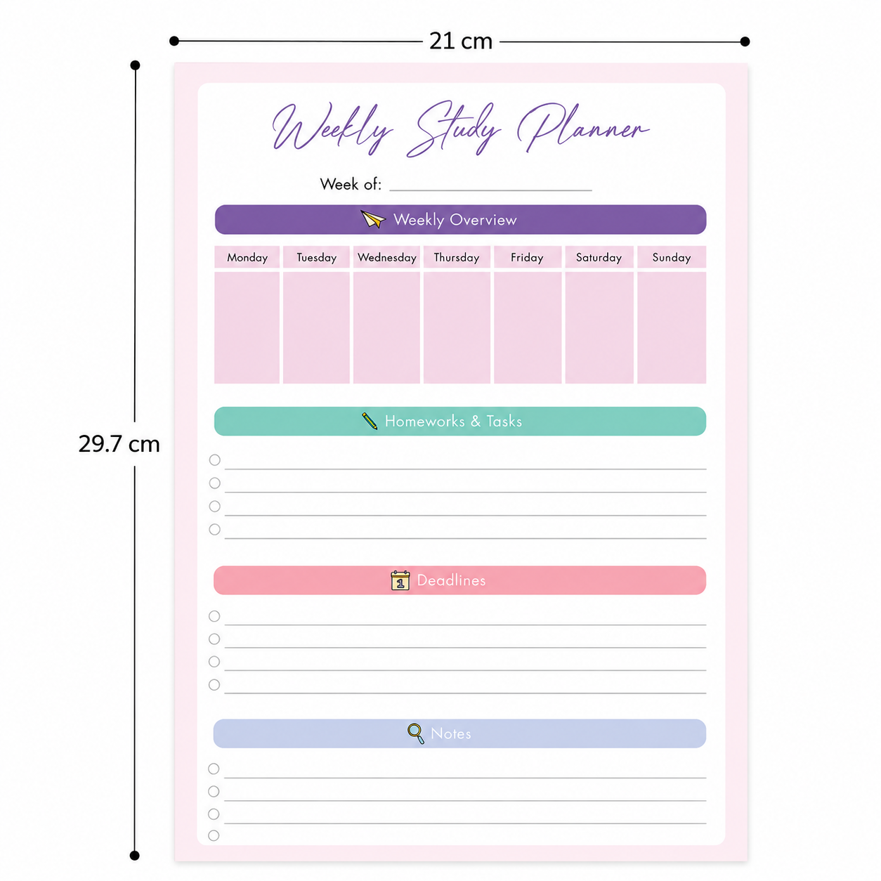 Share The Love Weekly Study Planner | 21 × 29.7 cm
