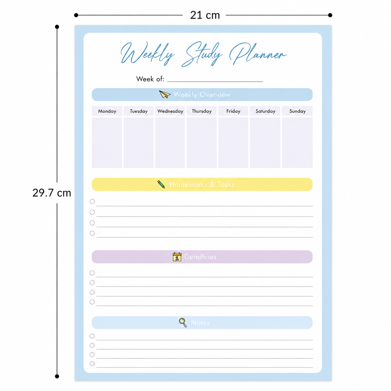 Share The Love Weekly Study Planner Pad | 21 × 29.7 cm