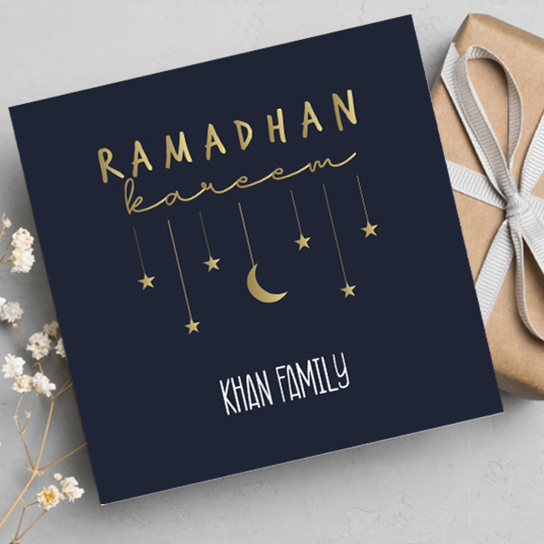 Personalised Ramadan Greeting Card - Elegant Design with Custom Message Option