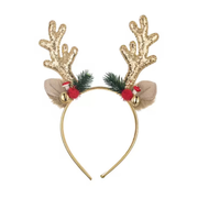 Glitter Reindeer Antlers Headbands, Gold Sparkly
