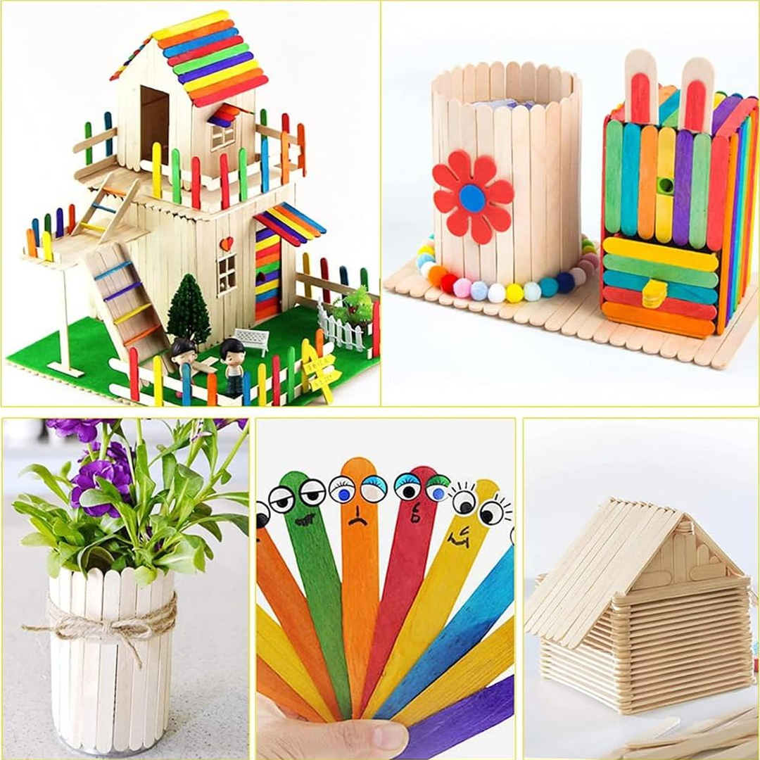 6 Inch Kraft Popsicle Sticks – Natural Wooden Craft Sticks (Eco-Friendly)