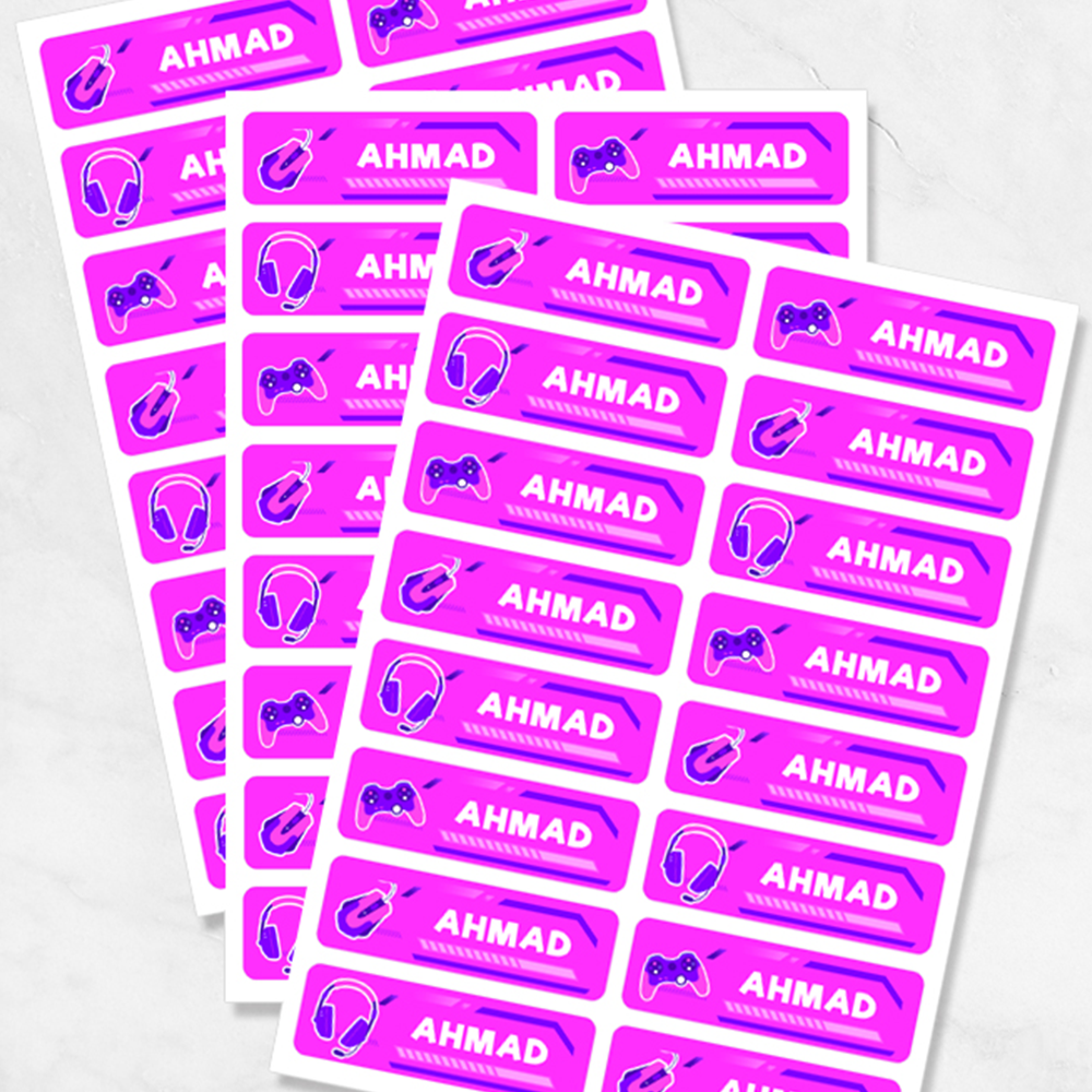 Gamer Vibes Name Stickers – Personalized Labels for School Gear