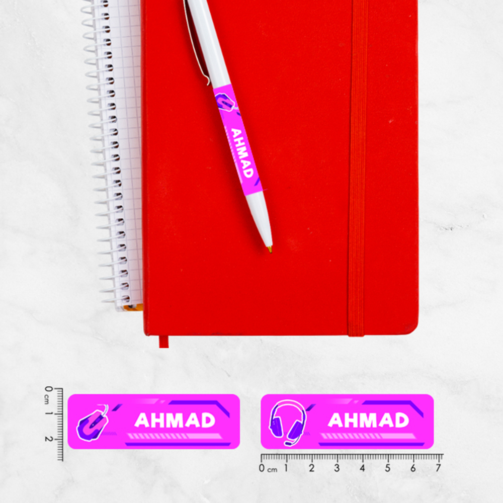 Gamer Vibes Name Stickers – Personalized Labels for School Gear
