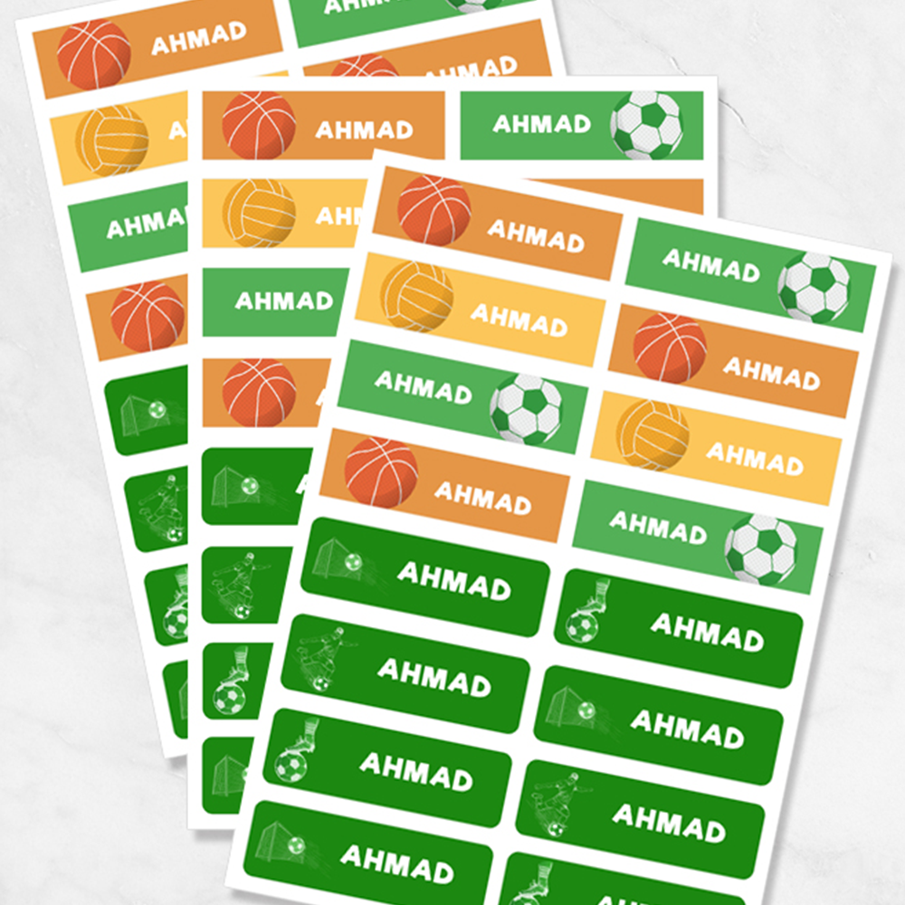 Soccer Star Name Labels – Personalized Sports Stickers for School