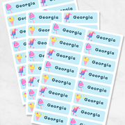 Sweet Treats Name Labels – Personalized Ice Cream Stickers for School