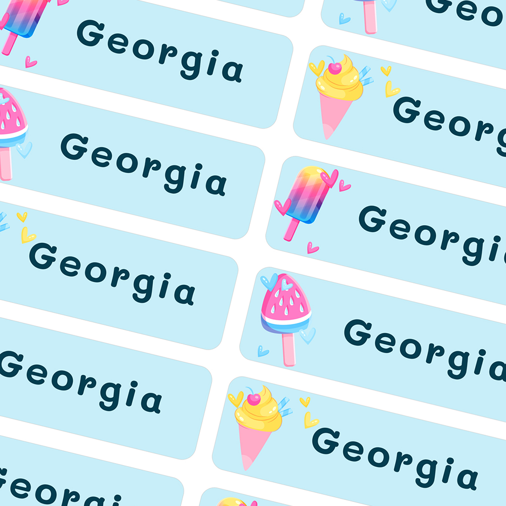 Sweet Treats Name Labels – Personalized Ice Cream Stickers for School
