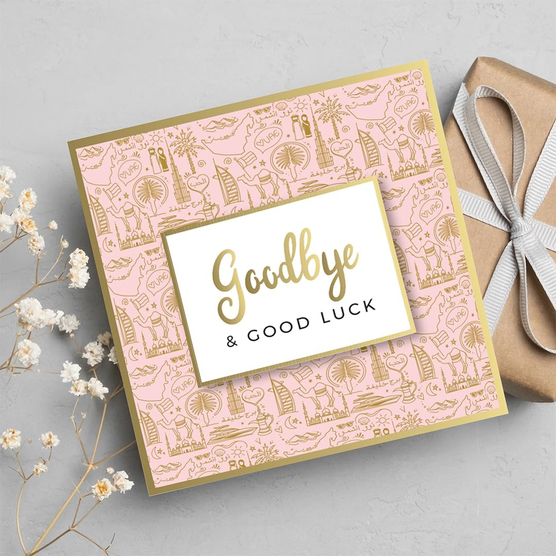 Goodbye And Goodluck - Gold Foil Greeting Card
