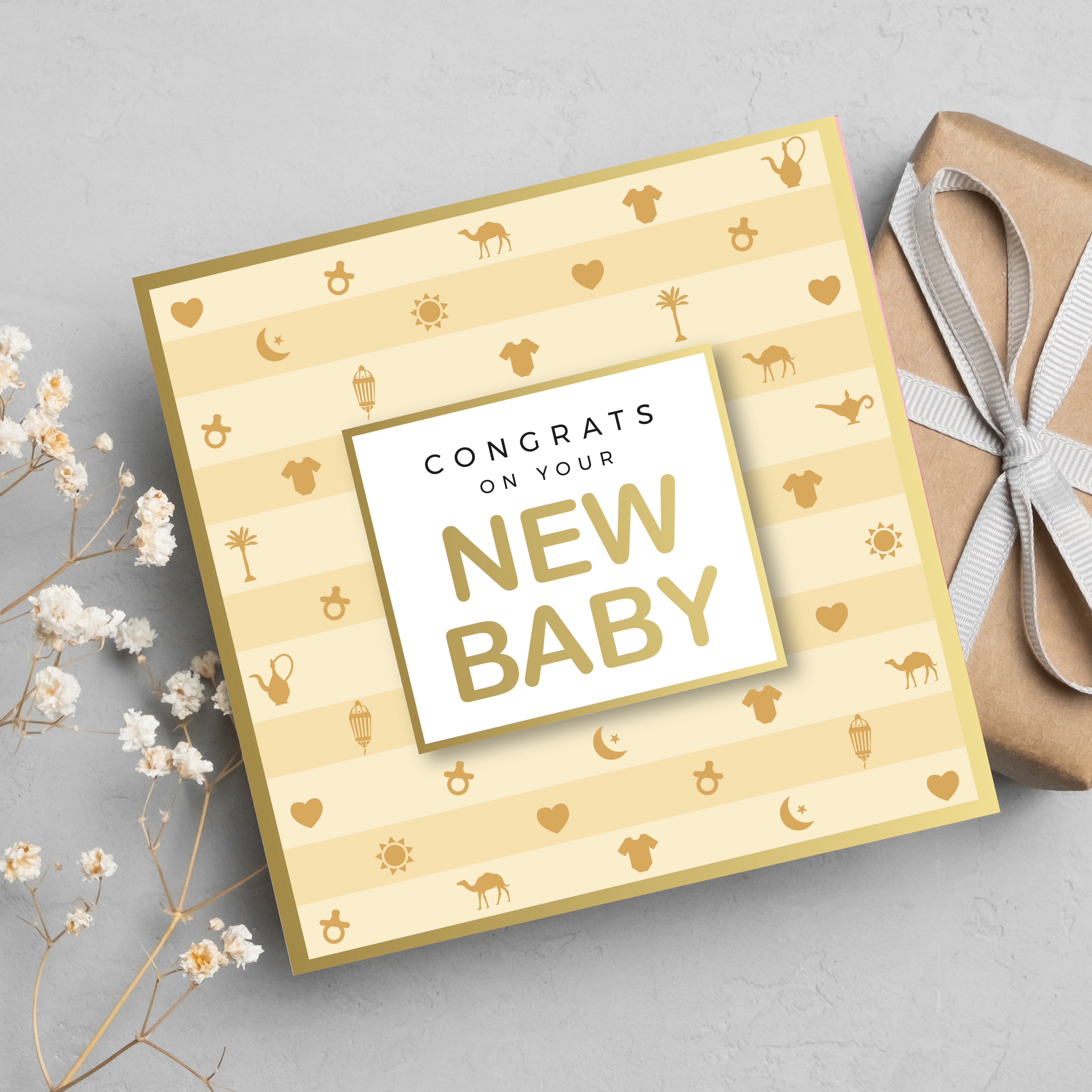 Congrats On Your New Baby, New Born Gold Foil Greeting Card