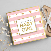 Welcome Baby Girl, New Born Gold Foil Greeting Card