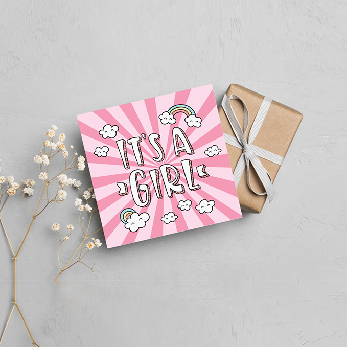 It's a GIRL, New Born Greeting Card