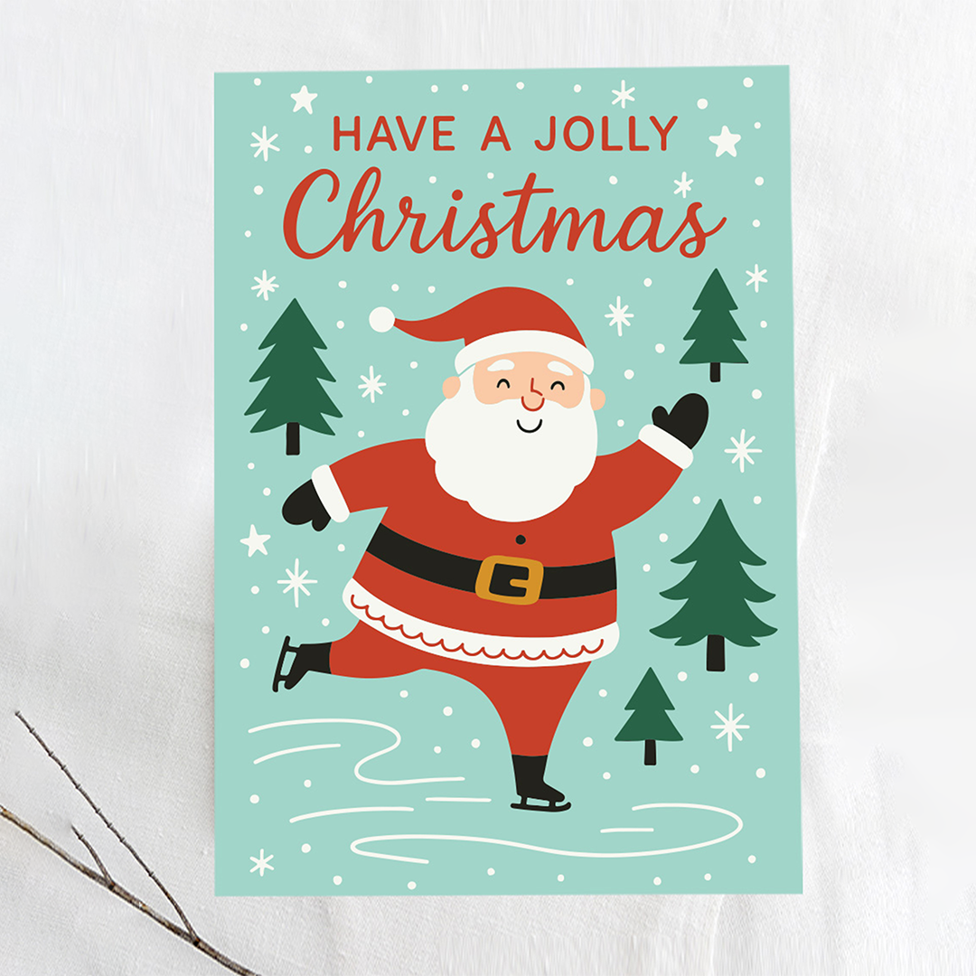 Holly Jolly, Santa, Christmas Greeting Card