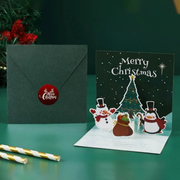 Merry Christmas, Mini Pop Up Greeting Card, Green