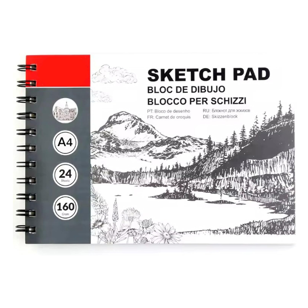 A4 Sketch Pad – 24 Sheets, 160 GSM Smooth Drawing Paper, Artist Sketchbook