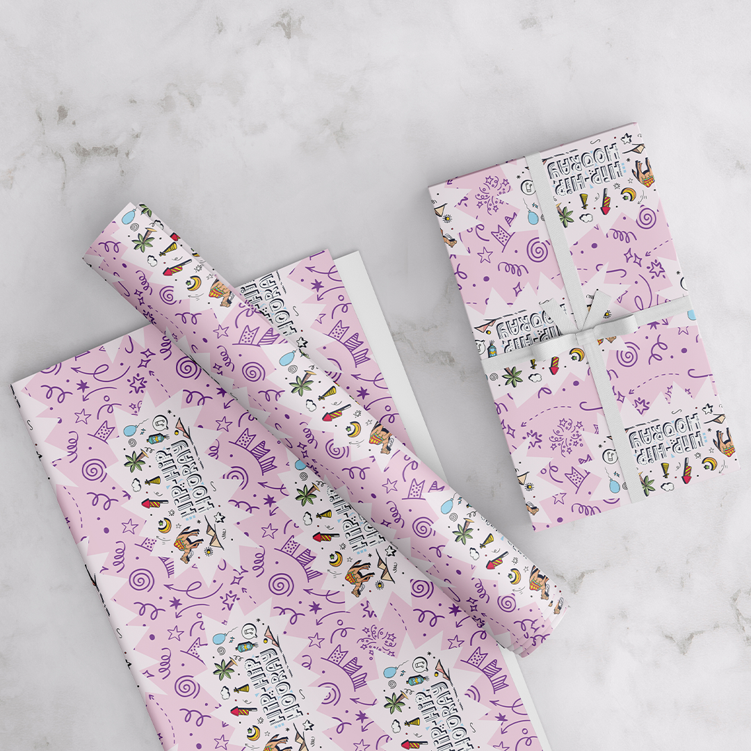 HIP HIP HOORAY, WRAPPING PAPER, PINK