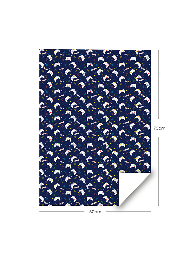 GAMER THEME WRAPPING PAPER, BLUE