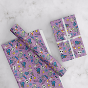 SPORTY, KIDS WRAPPING PAPER, PURPLE