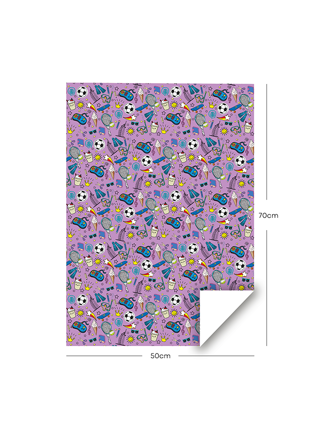 SPORTY, KIDS WRAPPING PAPER, PURPLE