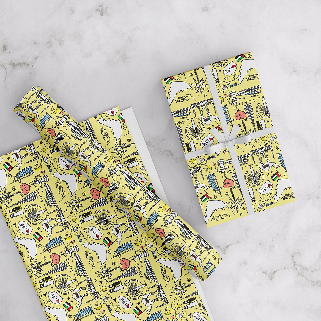UAE Kids Wrapping Paper - Yellow