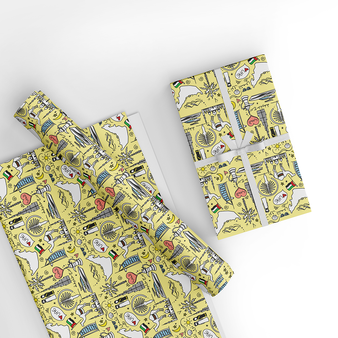 UAE Kids Wrapping Paper - Yellow