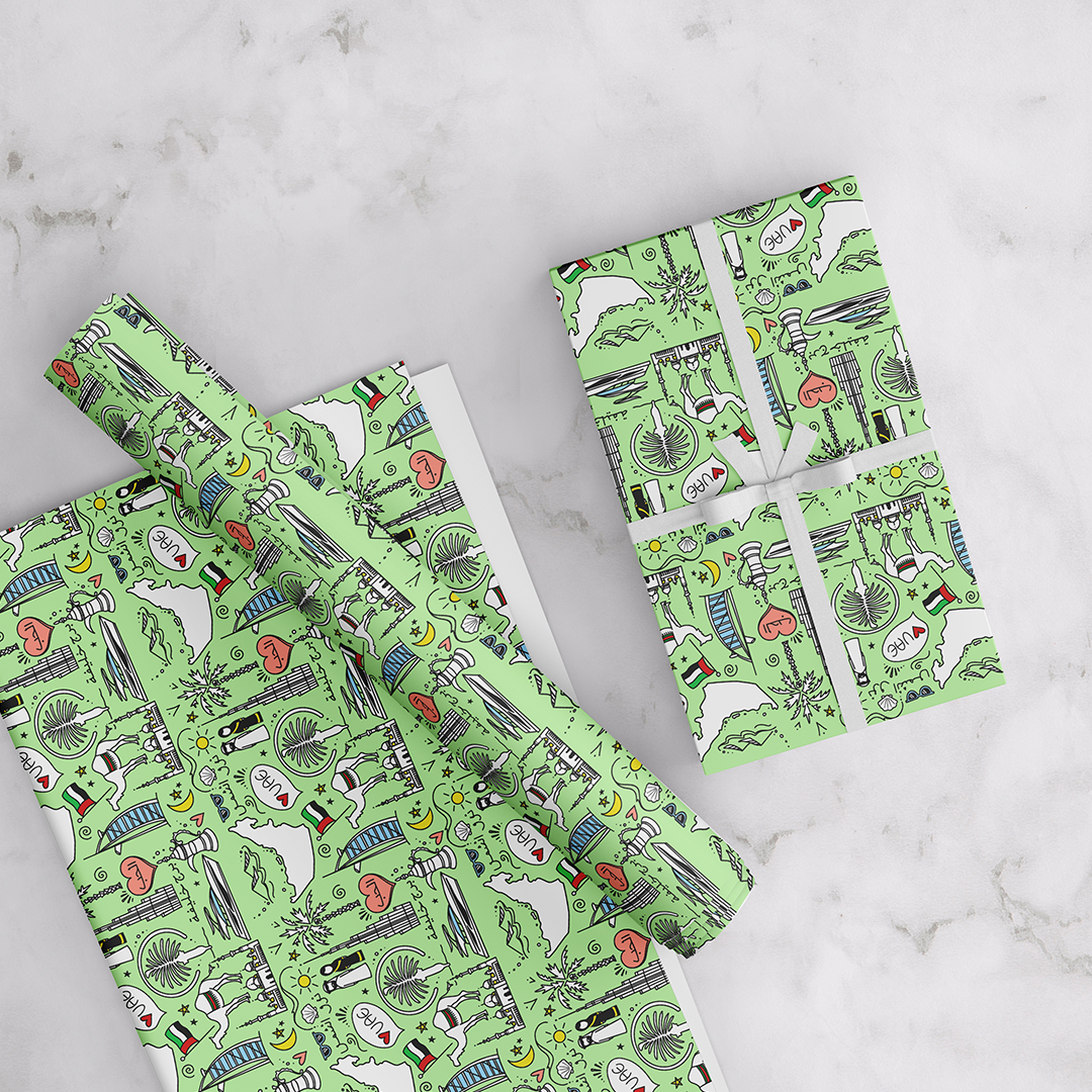 UAE Kids Wrapping Paper - Green